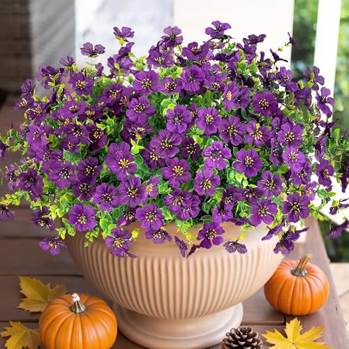 Artificial Flowers for Outdoor Indoor Garden Home Decoration (Purple 2)