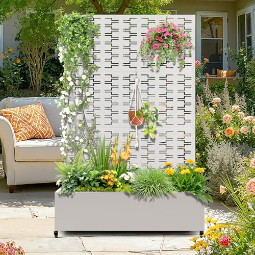 Metal Raised Garden Bed (White-brick / 71" x 47" x 16")