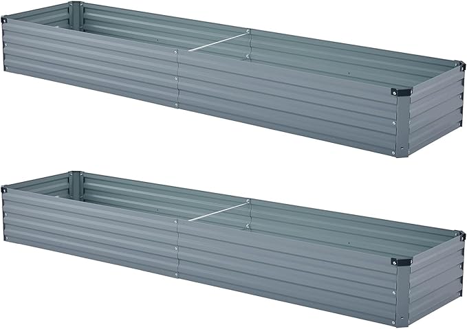 2 Pack 6x1.5x1FT Galvanized Raised Garden Beds Kit Outdoor Metal Gardening Planter Box for Vegetable Elevated Flower Herbs,Gray