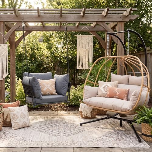 Double Egg Chair Outdoor (Double Seat/Light Brown)