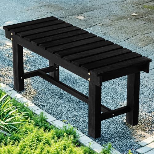 35.5" Outdoor Garden Bench (Black / 35.5 IN)