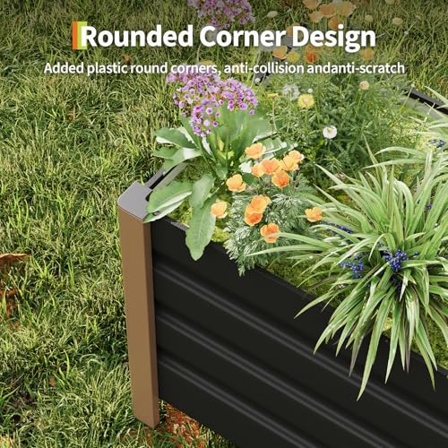 39"x16"x18" Gary Aluminum Raised Garden Planter Box (39x16x18 Inch / Gray W/ Bottom)