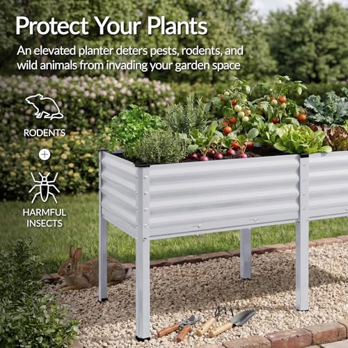 72x24x30in Non Toxic Galvanized Raised Garden Bed (72x24x30in / Moonlight Gray)