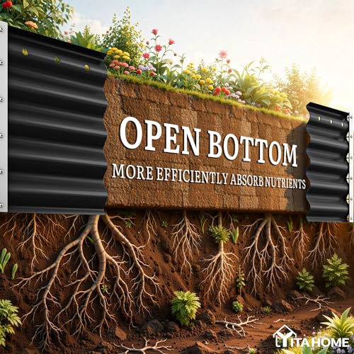 8x2x1.5ft Galvanized Oval Raised Garden Bed (8x2x1.5ft / Black)