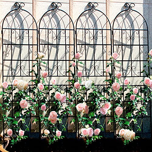 8 Pack Metal Garden Trellis for Climbing Plants (Black D-71"H)