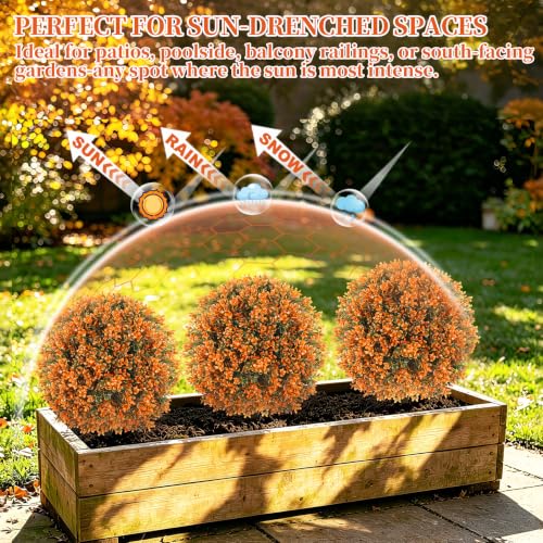 Artificial Boxwood Topiary Ball Trees with Ground Spike (Fall Boxwood)