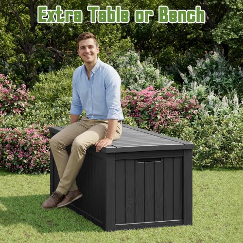 220 Gallon Outdoor Storage Box Waterproof Deck Box for Patio (Black / 220 Gallon)