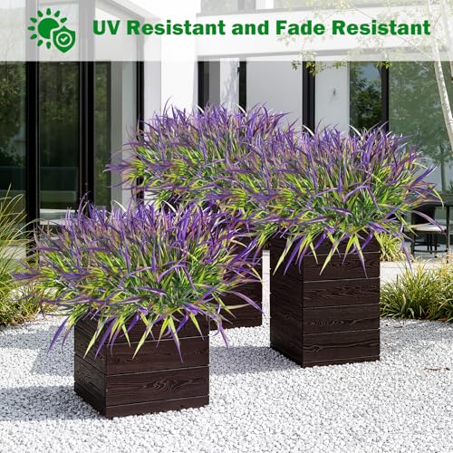 12 Bundles Artificial Outdoor Plants UV Resistant Fake Grass Plants Faux Plastic Plants Greenery Shrubs for Home Garden Pathway Window Box Front Porch Cemetery Spring Summer Decor (12 Count)