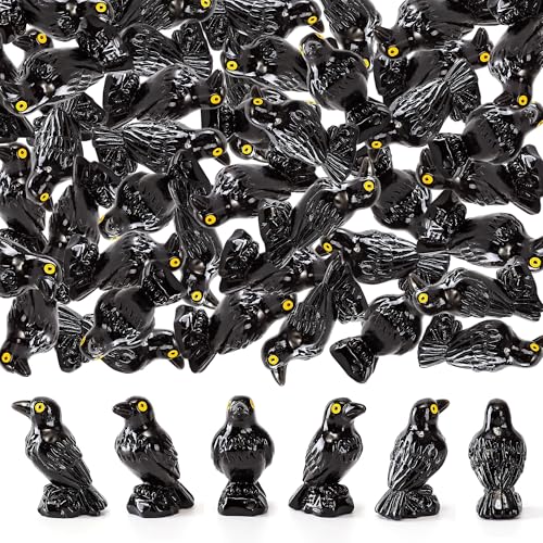 60 Pcs Miniature Resin Crows Black Raven Figurines Spooky Halloween Decor Tiny Animals for Terrariums & DIY Crafts (Cows / 60 Pcs)
