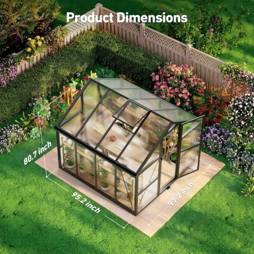 8x8 FT Walk in Greenhouse with Hygrometer (8x8 FT with thermometers)
