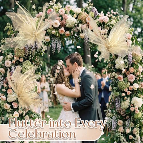 3 Pcs 19.7in Giant Butterfly Decoration for Wedding Reception (Butterfly / Gold)