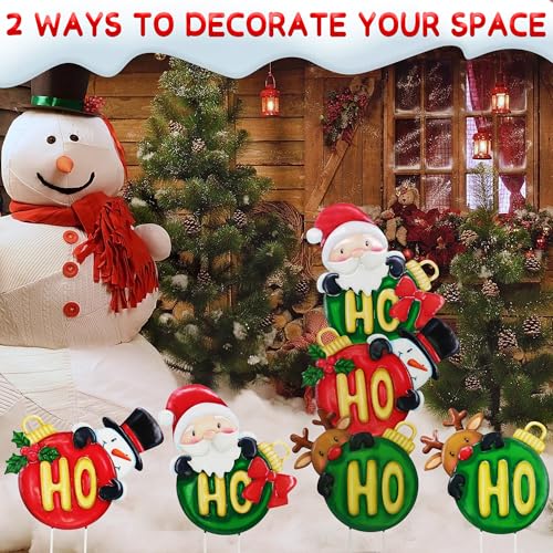 3 Pack Metal Christmas Yard Signs Decor for Multiple Stacked (Christmas Decoration Ball)