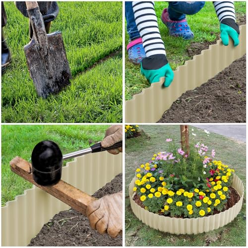 Corrugated Metal Garden Edging 8" x 20Ft (Cream yellow)