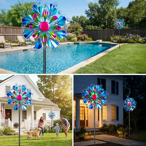 Solar Wind Spinner Outdoor Metal (Peacock Blue)