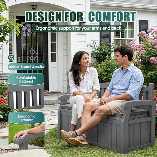 80 Gallon Storage Bench with Cushion (Grey / 80 Gallon with Cushion)