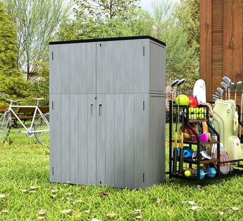 57 Cu.ft Outdoor Storage Cabinet with One Tool Kit (Gray-57 cu ft)