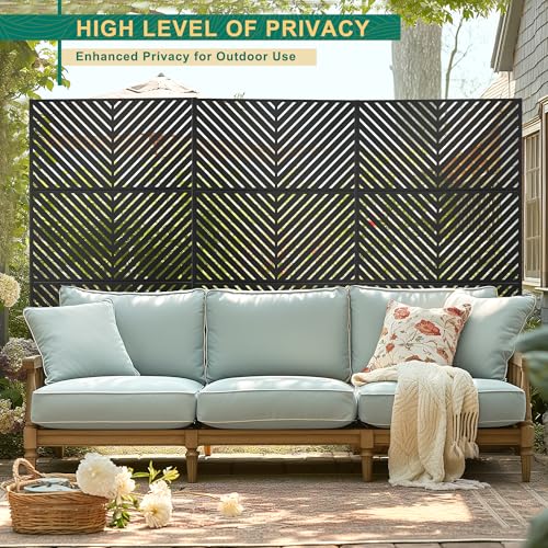 72" H47" W Metal Outdoor Privacy Screen (Black Parallel / 72" H×47" W)