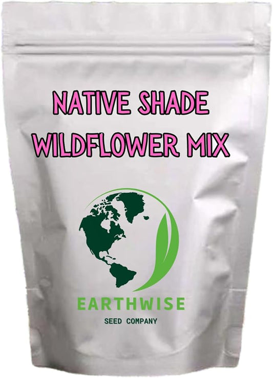 Earthwise Shady Native Wildflower Seed Mix – Shade Tolerant, Pollinator Friendly, Low Maintenance, Organic, Chemical-Free, Pet Safe, Moisture Adaptable, Non-GMO – Covers Up to 375 sq ft, 1/2 lb