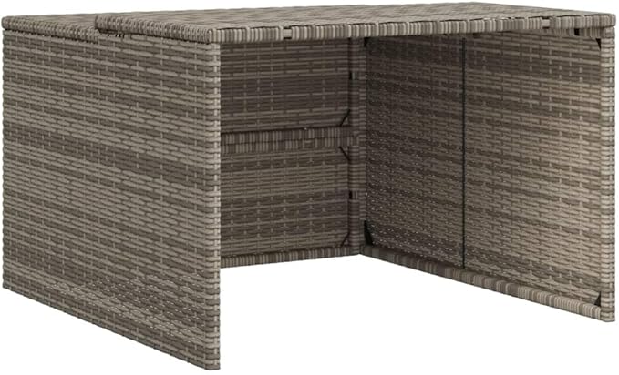 vidaXL Robot Mower Garage - Weather Protection for Robotic Lawn Mowers - Gray - Poly Rattan - 33.9"x35.4"x20.5"/22.4"