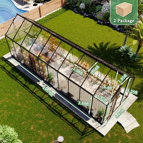 6x16 FT Walk in Polycarbonate Greenhouse with 2 Top Windows