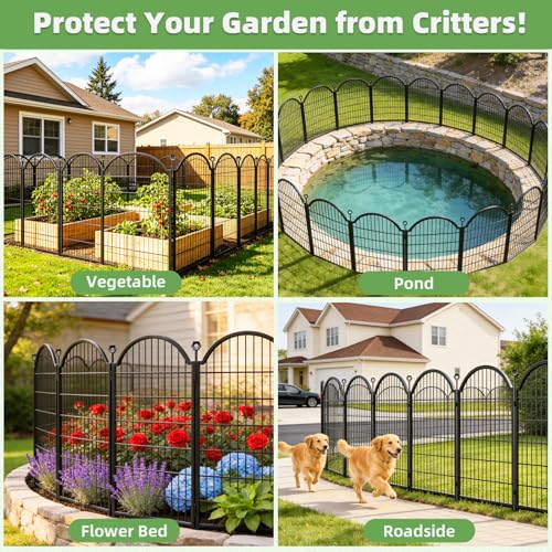 8 Panels No Dig Garden Fence (Black / 48 in(H))