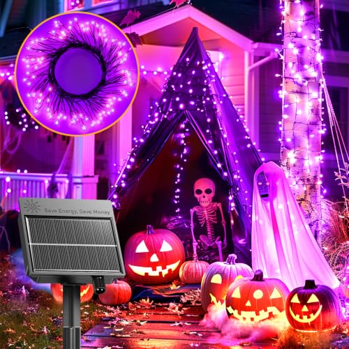 240 LED Solar Halloween Lights Outdoor Waterproof IP65 (Purple / 19.6Ft)