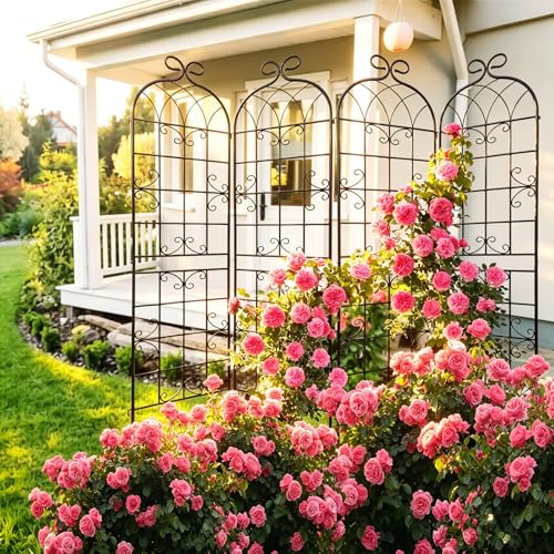 2.2M（86.7" H x 19.7" W） Black Iron Garden Trellis for Climbing Plants (4PCS-1)