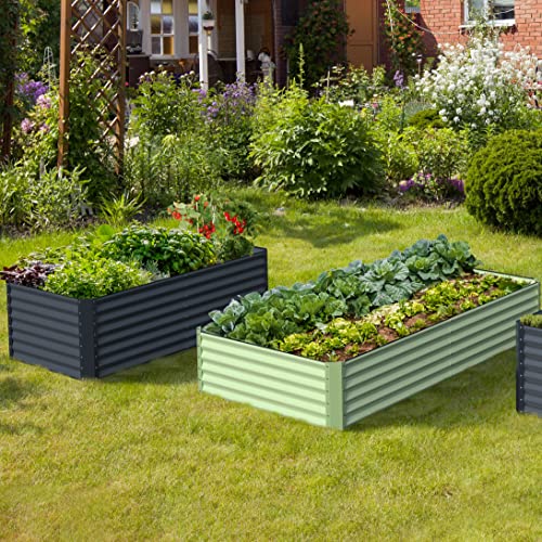 Galvanized Raised Garden Bed Box Outdoor 17" Tall Raised Garden Beds Outdoor Garden Planter Outdoor Garden Boxes Outdoor Raised Metal Raised Garden Beds for Vegetables 96"X48"X17"