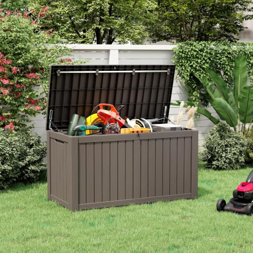 180 Gallon Outdoor Storage Box Waterproof Deck Box for Patio (Grey / 180 Gallon)