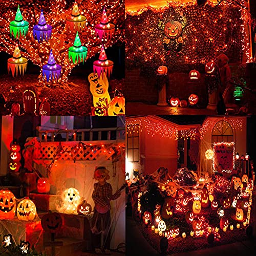 2 Pack 144 FT 400 LED Solar Halloween Lights String Outdoor Orange (Orange / 2 Pack 400 LED)