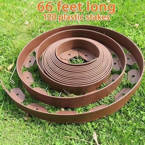 Landscape Edging (Brown-66feet / Plastic Stakes)