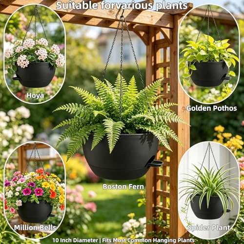 2 Pack 10 Inch Self Watering Hanging Planters for Indoor Plants (2 Count)