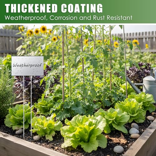 12 Pcs Large Plant Marker (5'' X 3'' with 21'' Stake / Silver)