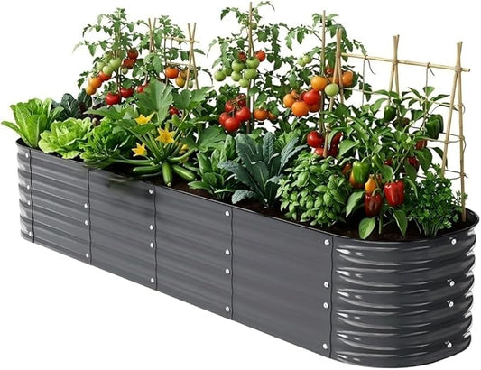 Modular Raised Garden Bed Kit 8×2×1.5FT, Magnesium-Aluminum-Zinc Steel, Rust-Proof & Tool-Free Assembly for Vegetables Herbs Flowers, Patio Backyard Urban Gardening(Gary)