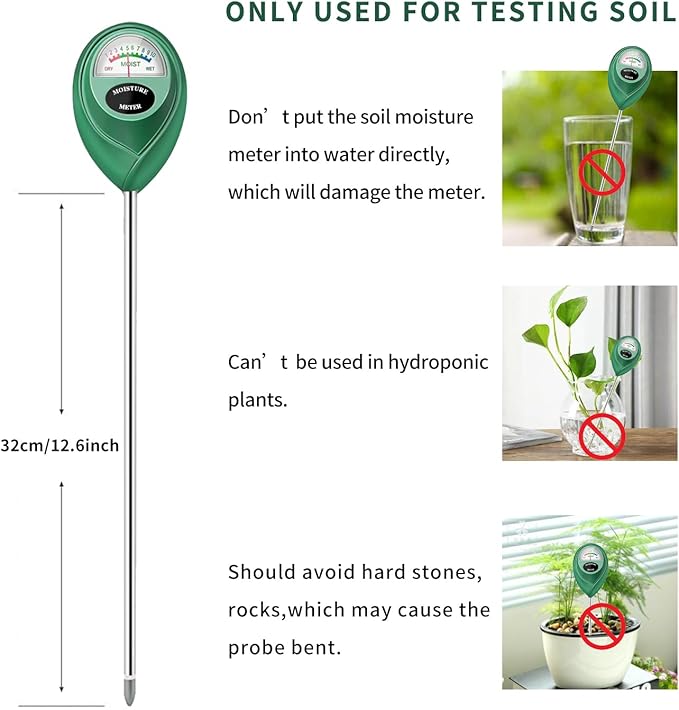 Soil Moisture Meter, Long Probe Soil Moisture Monitor for House Plants, Soil Hygrometer Moisture Sensor for Indoor & Outdoor, Garden, Farm, Lawn Plant Care, No Battery Needed(Green)