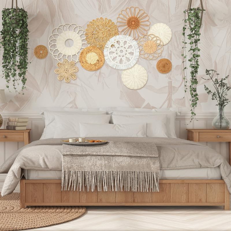 11 Pcs Boho Wall Basket Decor Woven Wall Hanging Art (Novel)
