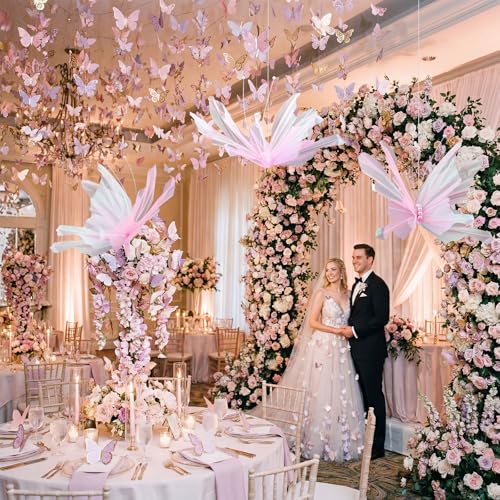 3 Pcs Giant Butterfly Decoration for Wedding Reception (Butterfly / Champagne Pink)