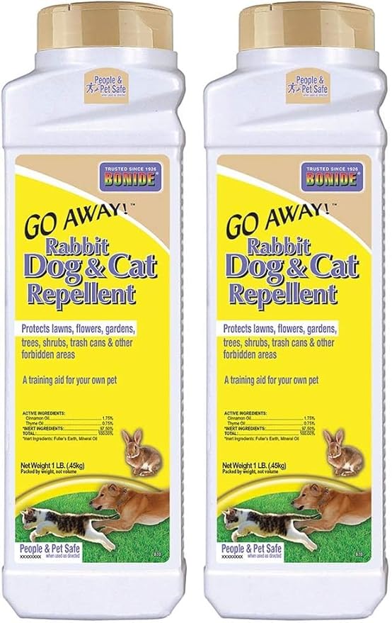 Bonide Go Away! Rabbit, Dog, & Cat Repellent Granules, 1 lb Ready-to-Use, Keep Dogs Off Lawn, Garden, Mulch & Flower Beds (Pack of 2)
