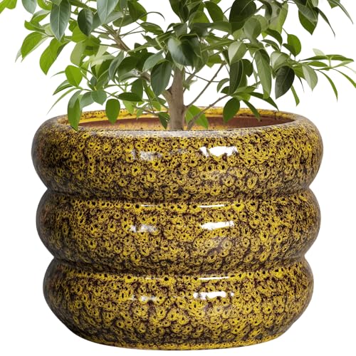 Ceramic Flower Pots (10 Inch / Leopard Print Yellow)