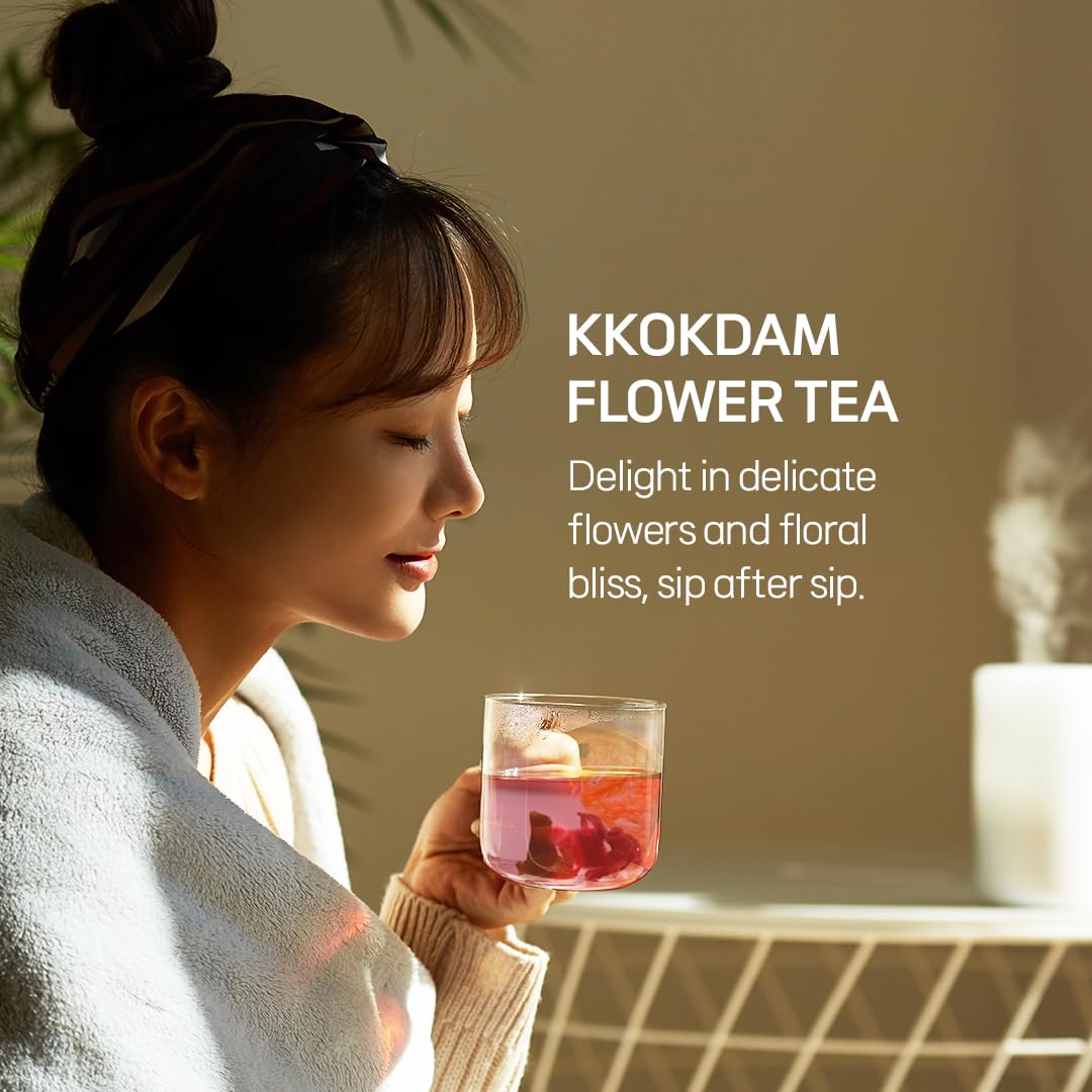 KKOKDAM Tea Sampler Bundle - Loose Leaf Set, Fancy Variety Pack, Blooming Flowers, Korean Tea Sets, Unique Gifts, Loose Leaf Teas - Pack of 4