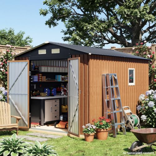 8x10 Ft Outdoor Storage Shed with Floor (8x10 FT/Base)