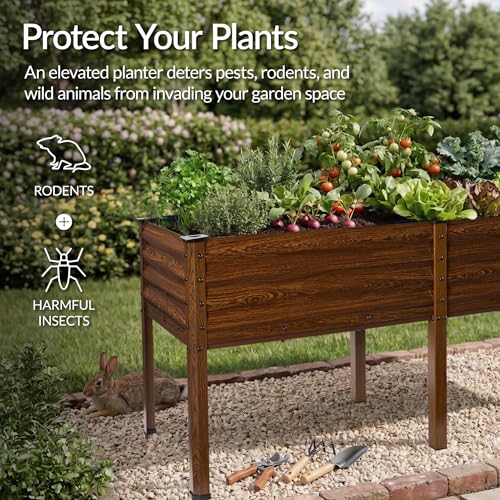 72x24x30in Non Toxic Galvanized Raised Garden Bed (72x24x30in / Wood Grain)