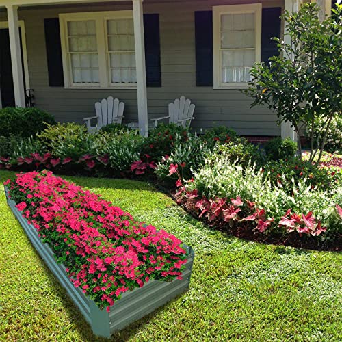 8x2x1ft Green Metal Raised Garden Bed Kit (Green / 8x2x1 ft)