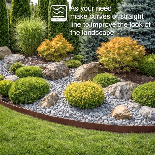 Landscape Edging 4 Inch Tall 20FT with 30Pcs Metal Spikes (Brown / 20FT)