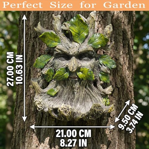 10.3" Whimsical Tree Face Sculpture (Green Mi)