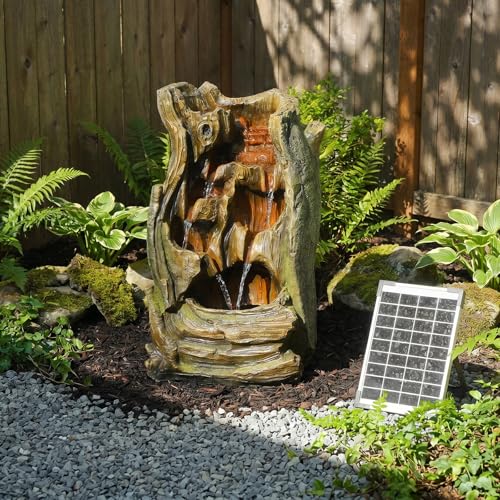 Solar Outdoor Water Fountain (Wooden Solar Powered - 24.4 Inch)