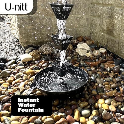 10" Spill Bowl Downspout Catch Basin for Rain Chain Anchoring & Stake (10")