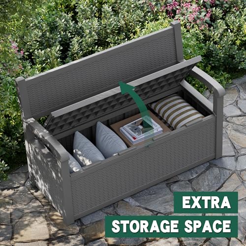 80 Gallon Outdoor Storage Bench (Dark Grey)