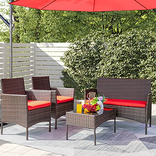 Patio Furniture 4 Pieces Conversation Sets