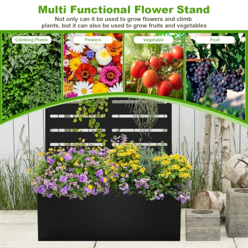 47"x24"x12" Metal Planter Box with Trellis (Black-louver Shaped / 47"x24"x12")
